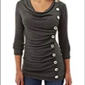 PattyBoutik cowl neck tunic with button detail